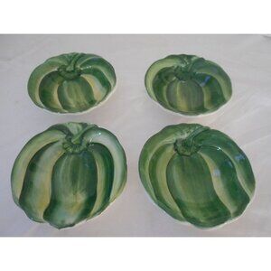 Vintage Set of 4 Green pepper small bowls Made in Italy Estate Find